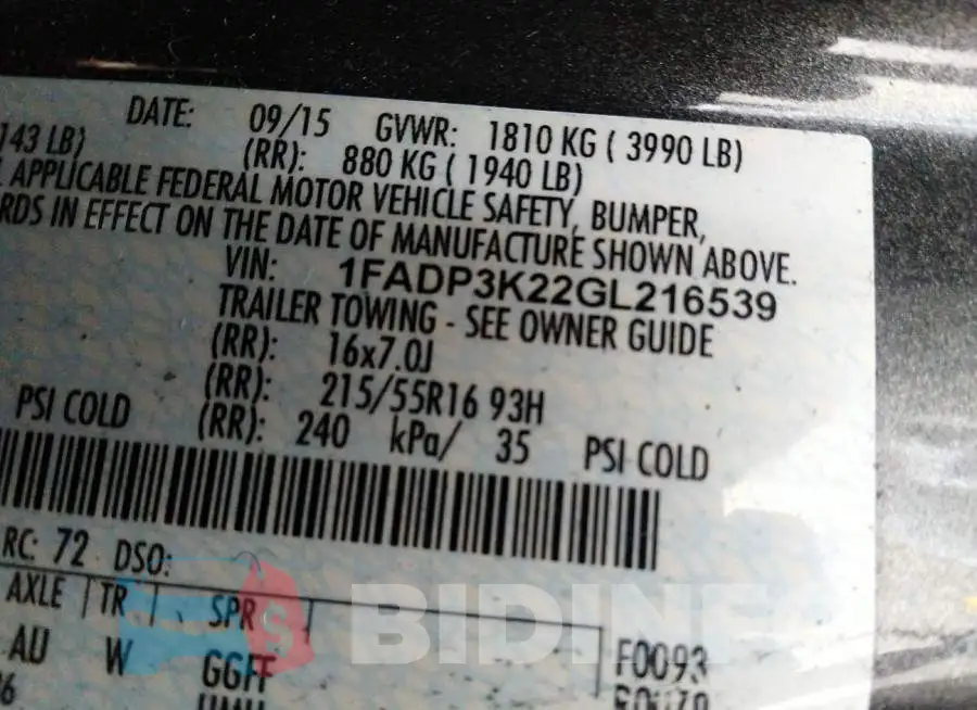 1FADP3K22GL216539 Photo# 9