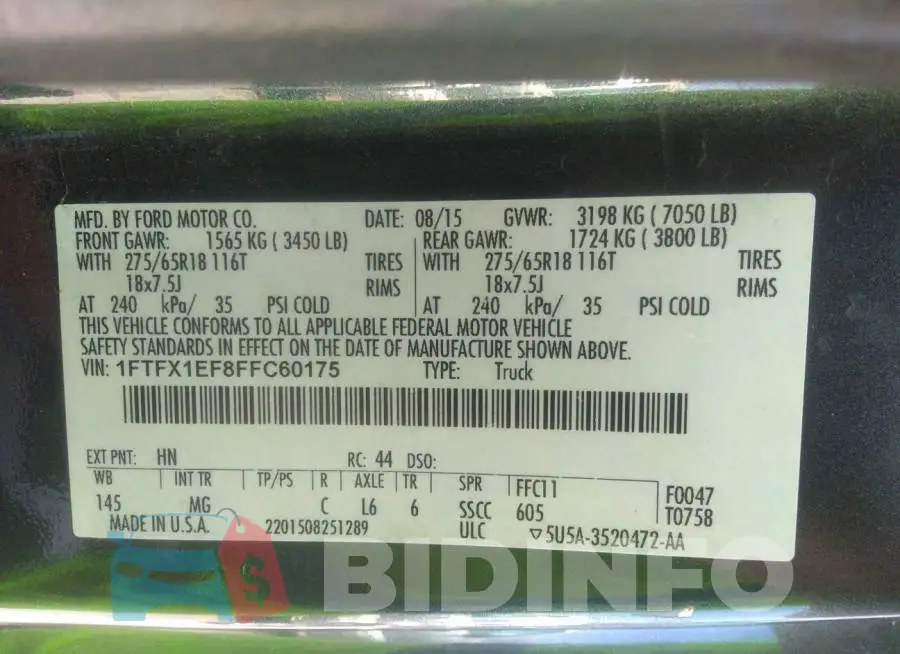 1FTFX1EF8FFC60175 Photo# 9
