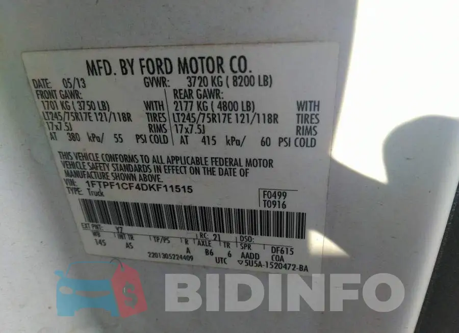 1FTPF1CF4DKF11515 Photo# 9