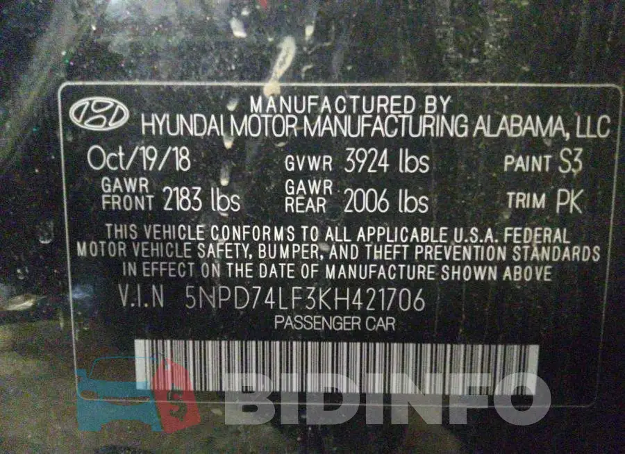 5NPD74LF3KH421706 Photo# 9