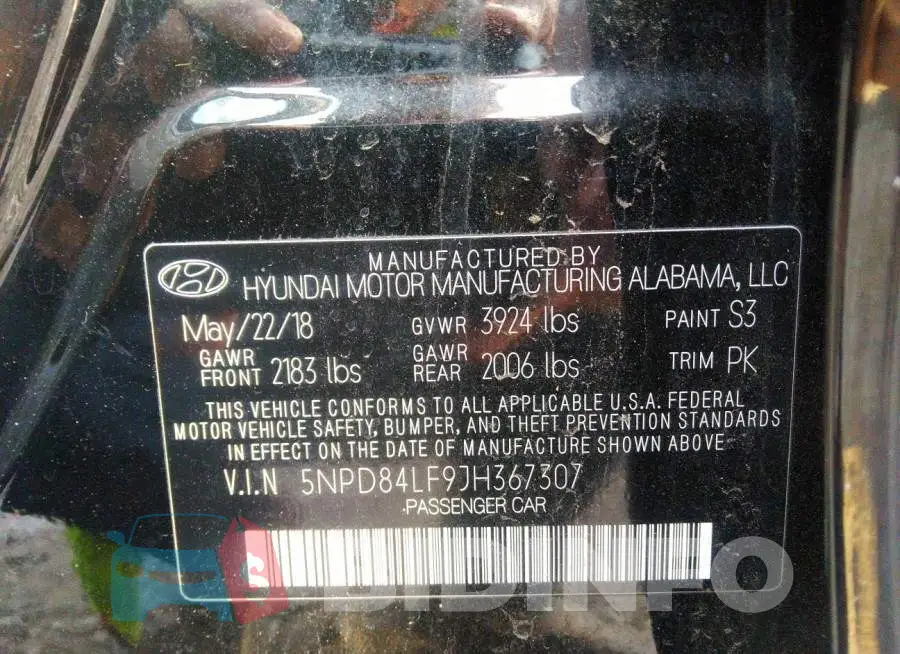 5NPD84LF9JH367307 Photo# 9