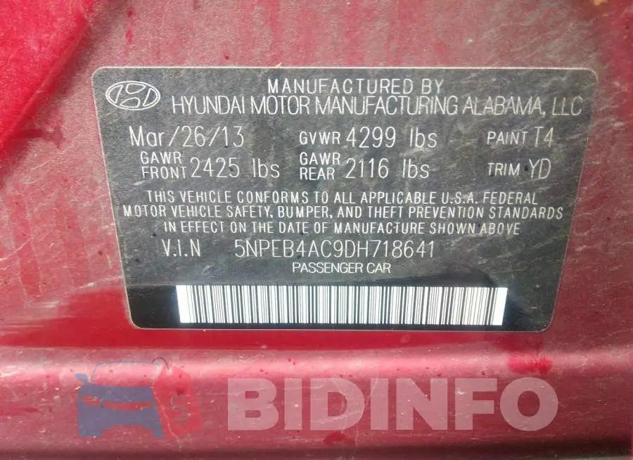 5NPEB4AC9DH718641 Photo# 9