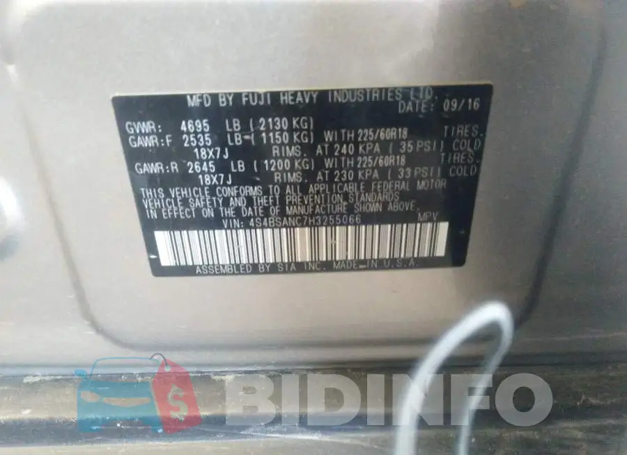 4S4BSANC7H3255066 Photo# 9