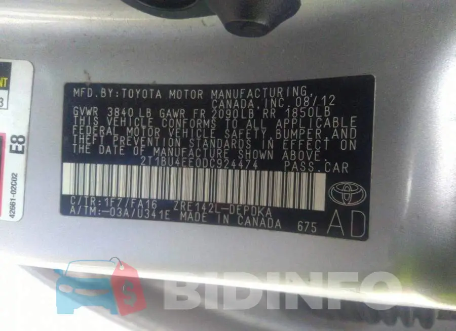 2T1BU4EE0DC924474 Photo# 9