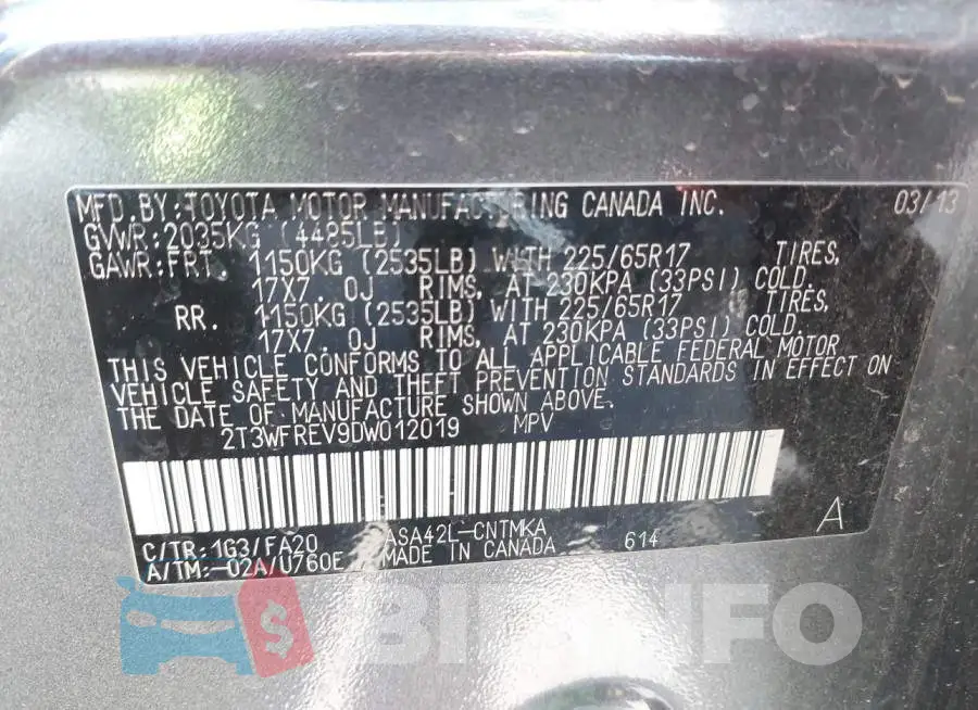 2T3WFREV9DW012019 Photo# 9