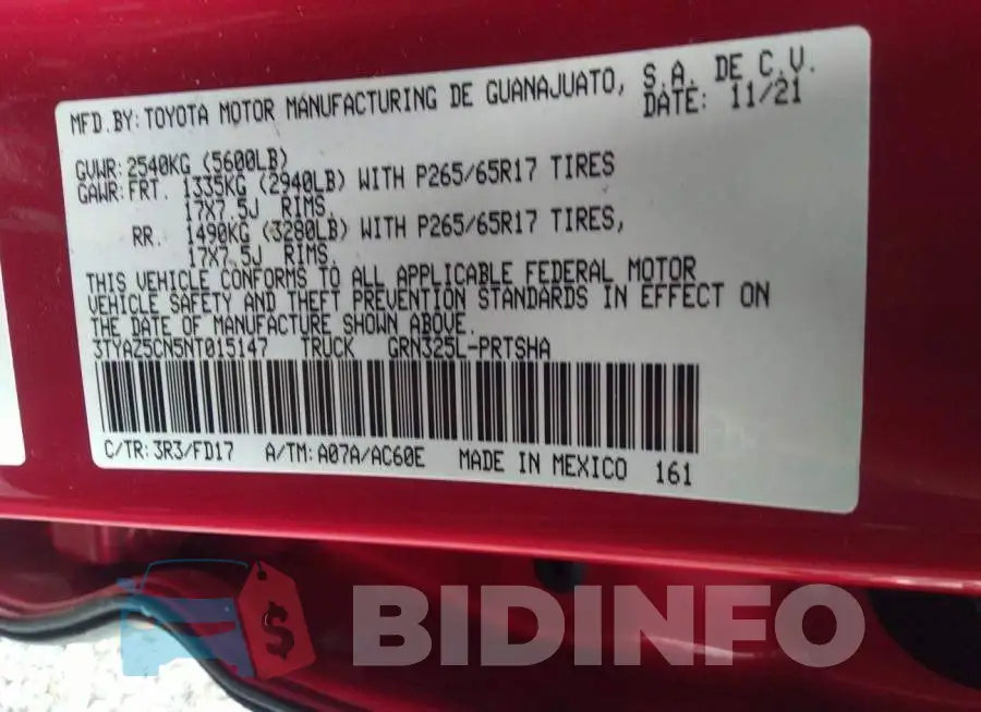 3TYAZ5CN5NT015147 Photo# 9