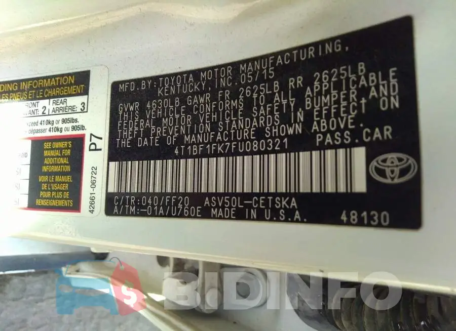 4T1BF1FK7FU080321 Photo# 9