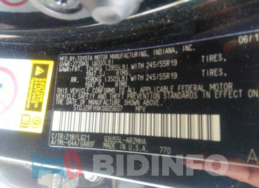 5TDJZRFHXKS605607 Photo# 9