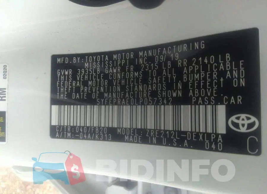 5YFEPRAE0LP057342 Photo# 9