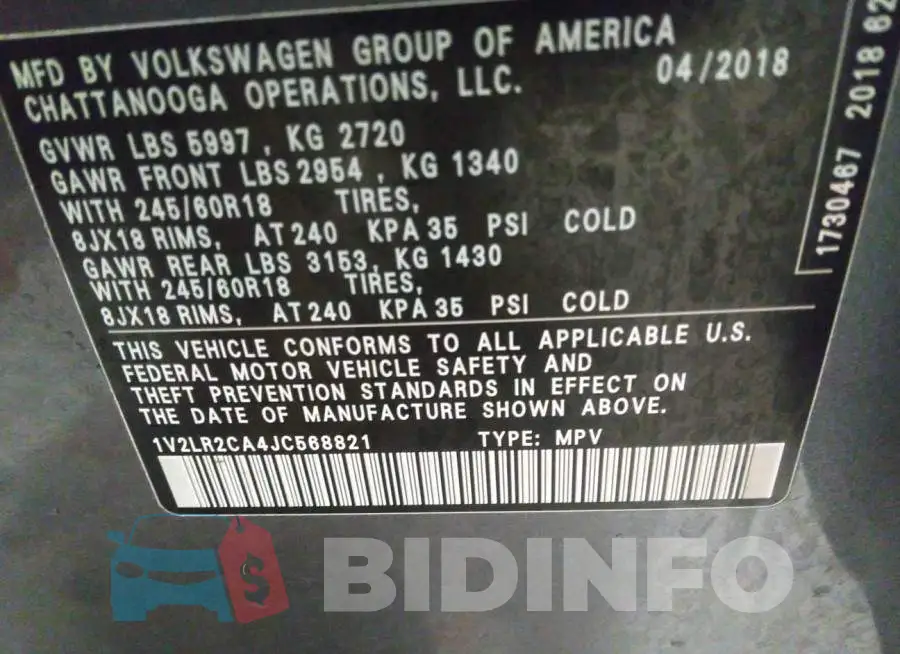 1V2LR2CA4JC568821 Photo# 9