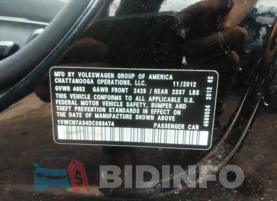 1VWCN7A34DC063474 Photo# 9