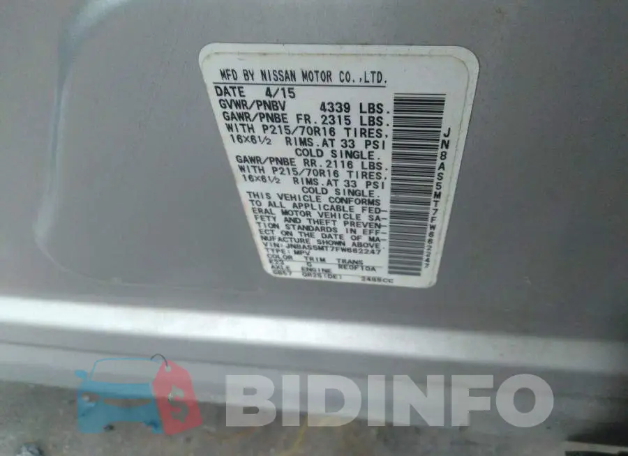 JN8AS5MT7FW662247 Photo# 9