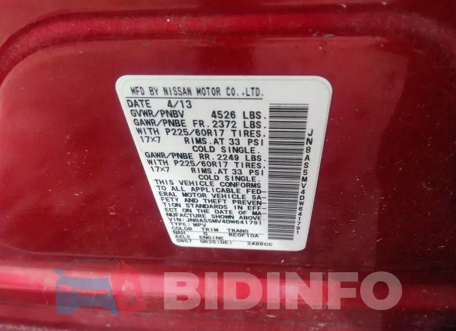 JN8AS5MV4DW641791 Photo# 9