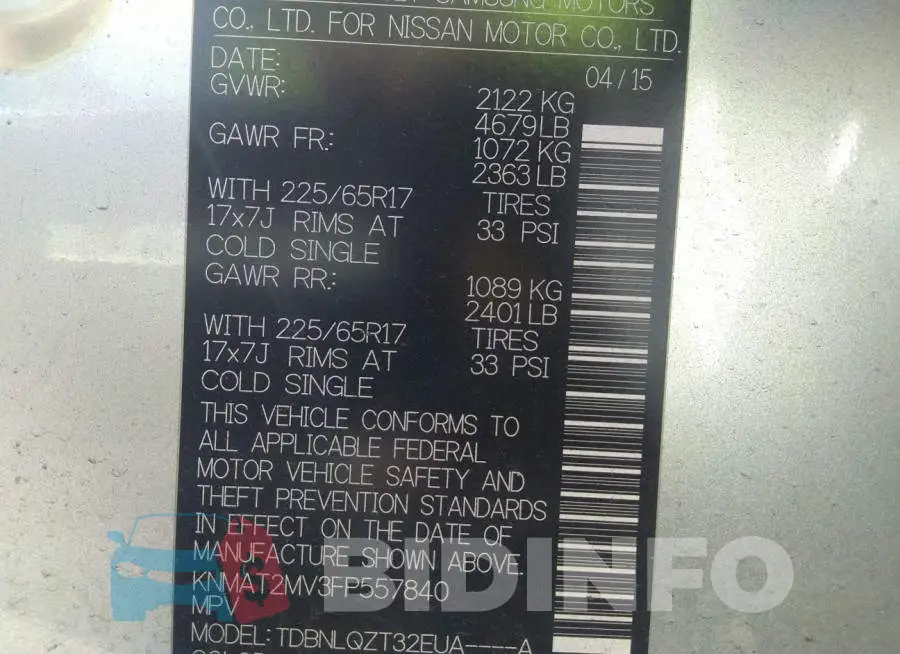 KNMAT2MV3FP557840 Photo# 9