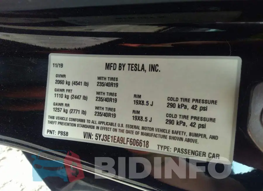 5YJ3E1EA9LF606618 Photo# 9