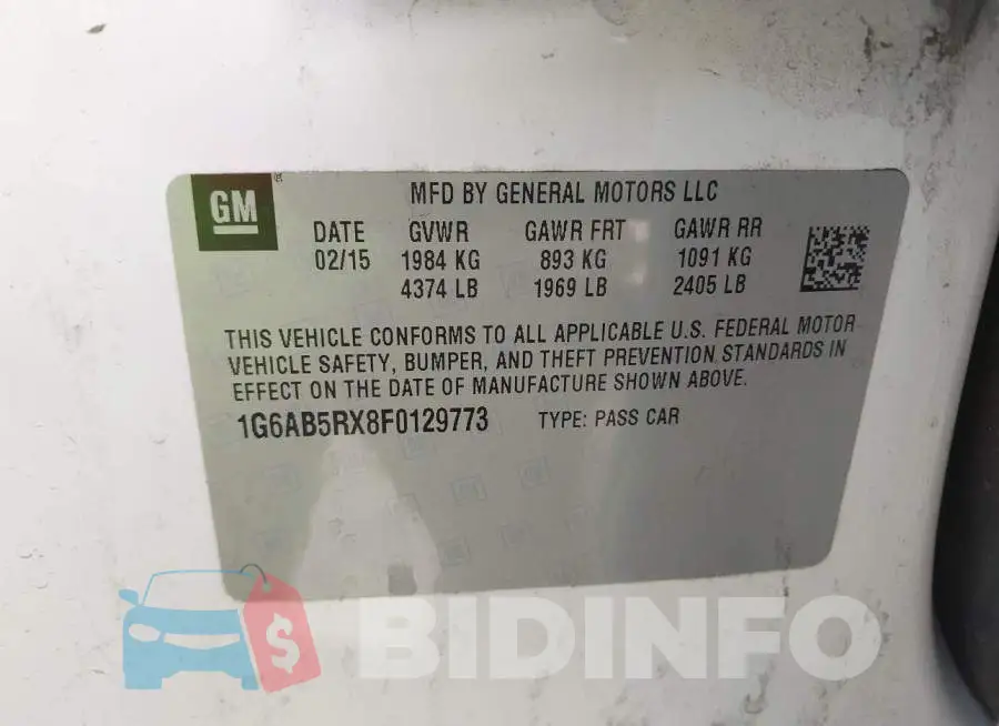 1G6AB5RX8F0129773 Photo# 9