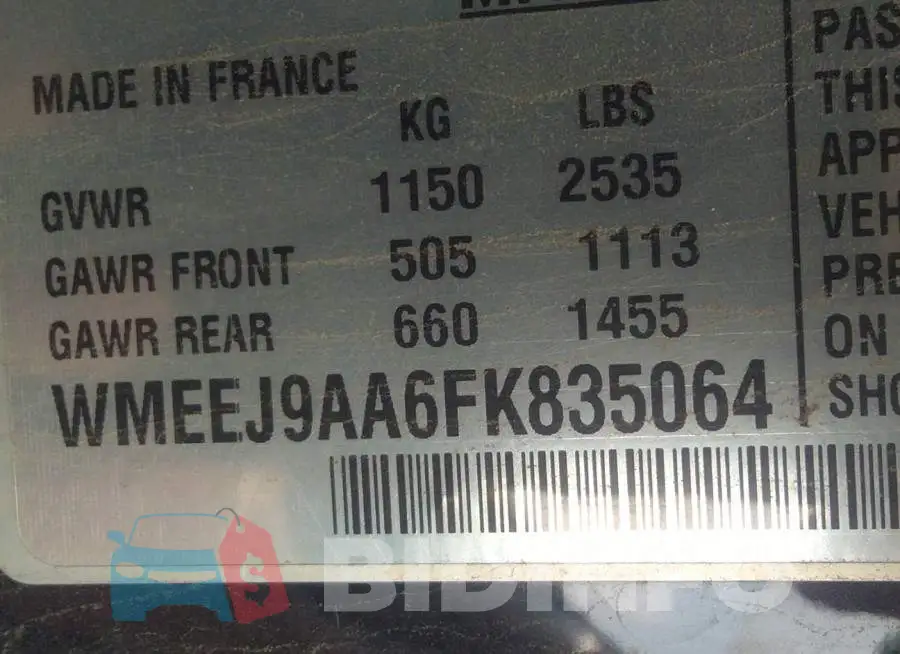 WMEEJ9AA6FK835064 Photo# 9