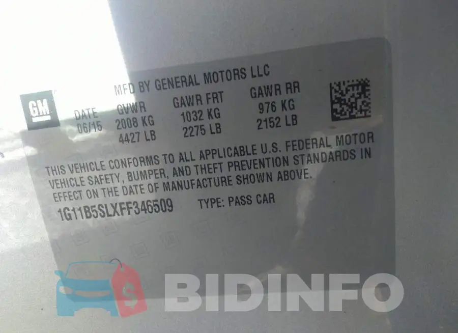 1G11B5SLXFF346509 Photo# 9