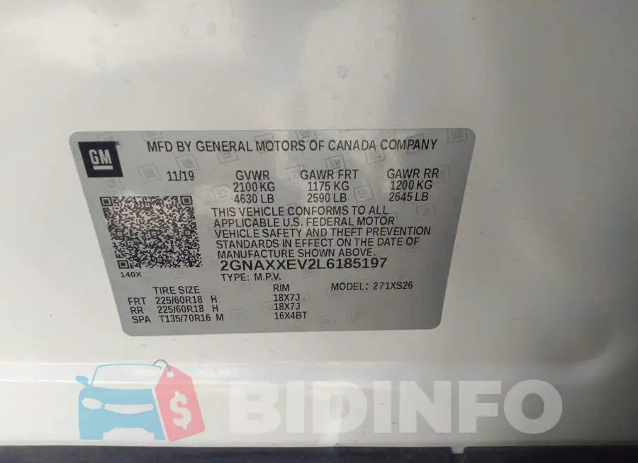 2GNAXXEV2L6185197 Photo# 9