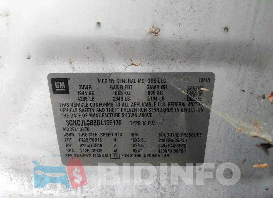 3GNCJLSB3GL156175 Photo# 9