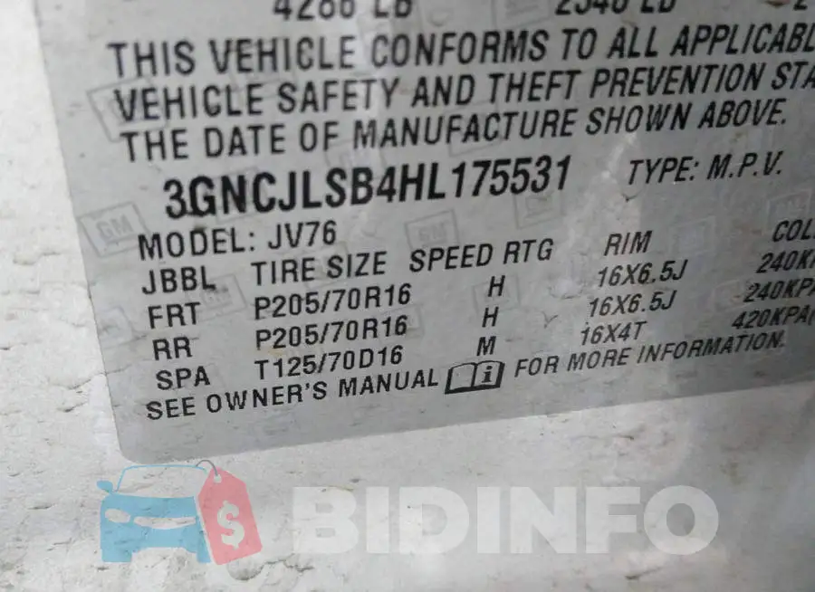 3GNCJLSB4HL175531 Photo# 9
