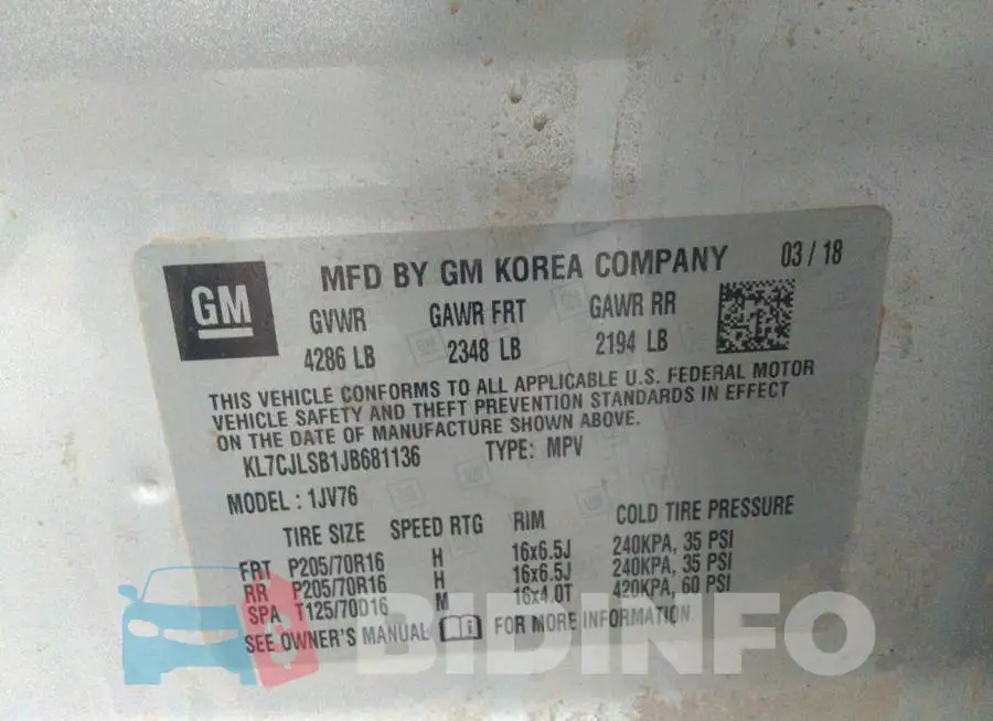 KL7CJLSB1JB681136 Photo# 9