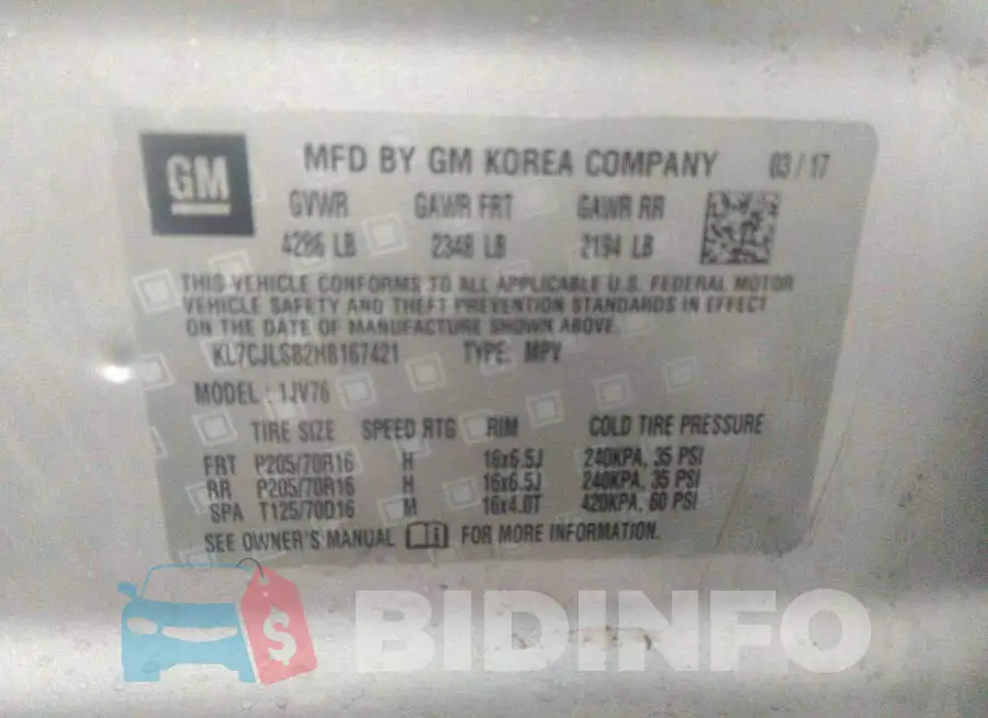 KL7CJLSB2HB167421 Photo# 9