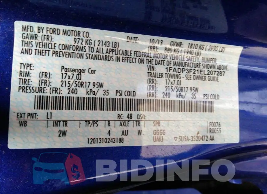 1FADP3F21EL207287 Photo# 9