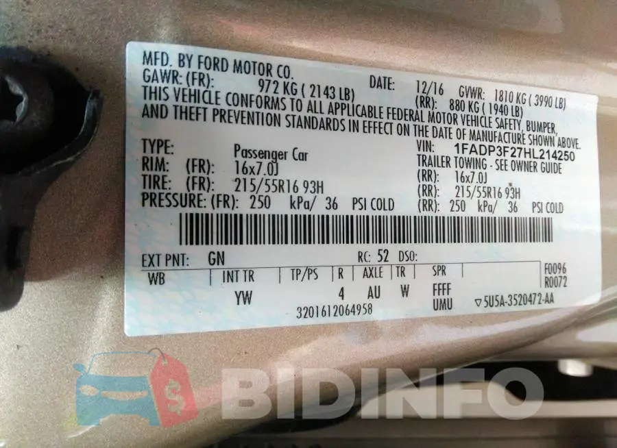 1FADP3F27HL214250 Photo# 9