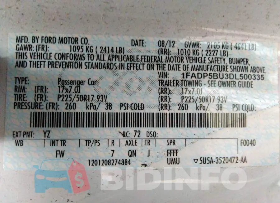 1FADP5BU3DL500335 Photo# 9