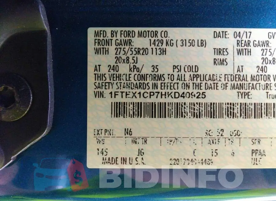 1FTEX1CP7HKD40925 Photo# 9