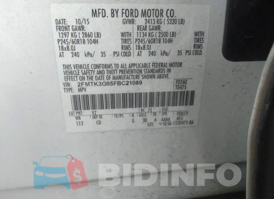 2FMTK3G95FBC21089 Photo# 9