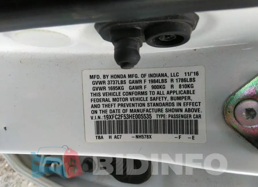 19XFC2F53HE005535 Photo# 9