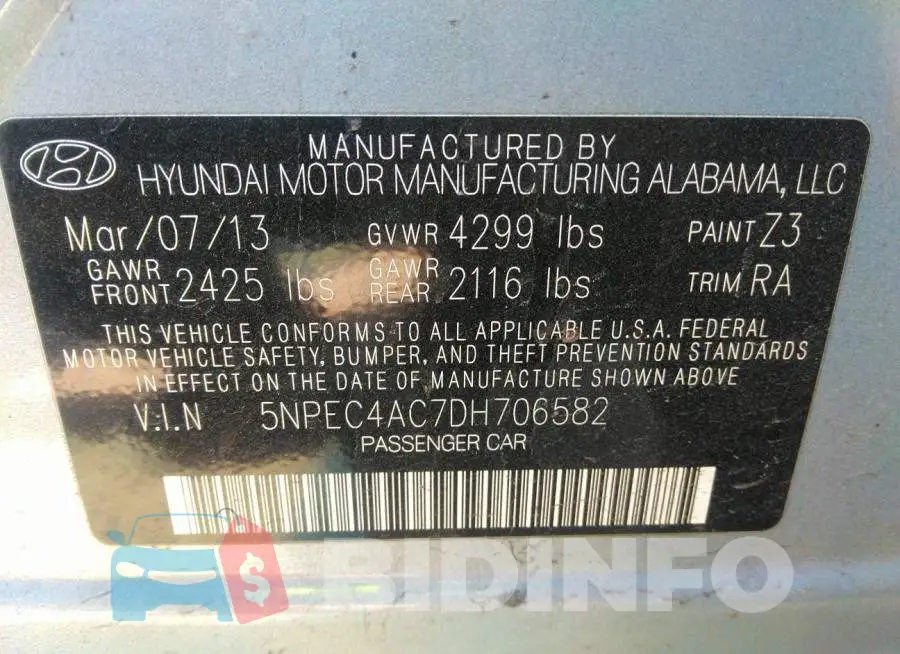5NPEC4AC7DH706582 Photo# 9