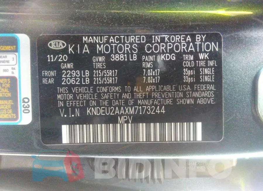 KNDEU2AAXM7173244 Photo# 9