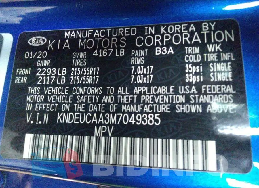 KNDEUCAA3M7049385 Photo# 9