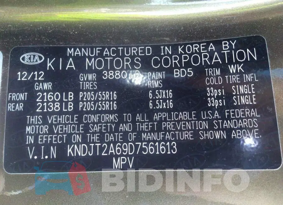 KNDJT2A69D7561613 Photo# 9