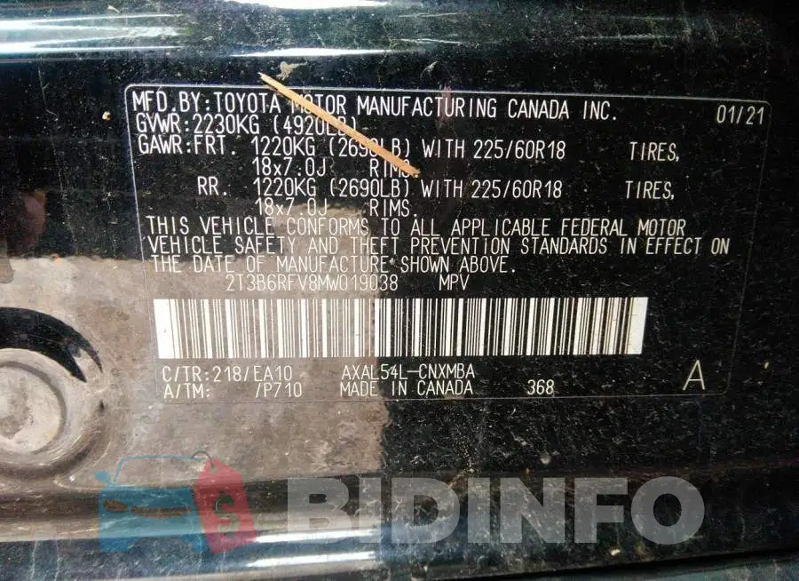 2T3B6RFV8MW019038 Photo# 9