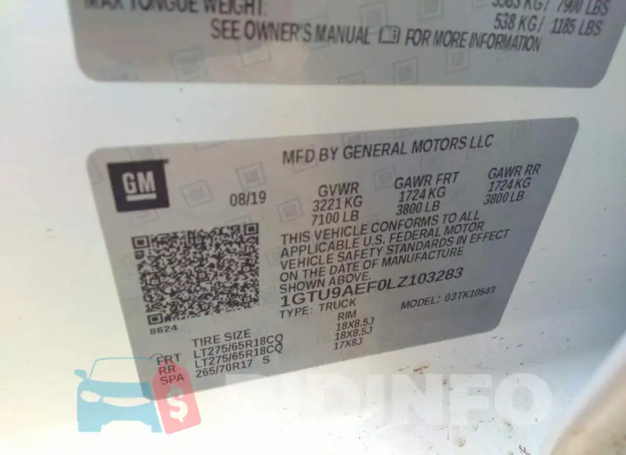1GTU9AEF0LZ103283 Photo# 9
