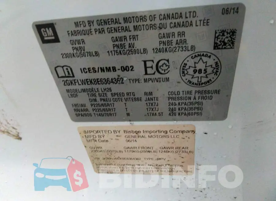 2GKFLWEK8E6364362 Photo# 9