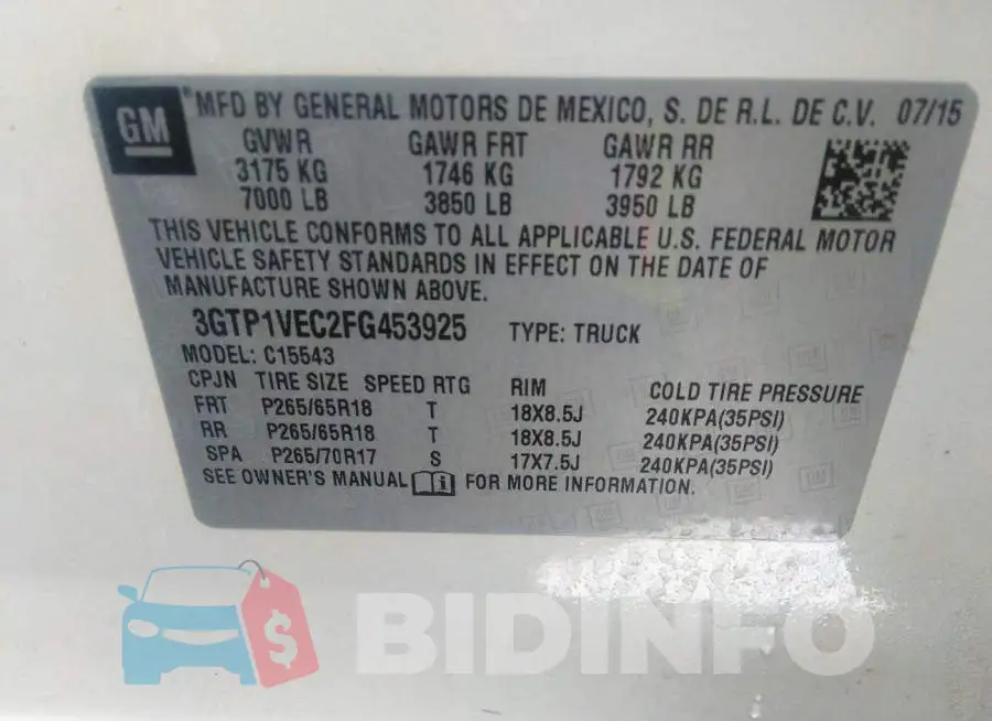 3GTP1VEC2FG453925 Photo# 9