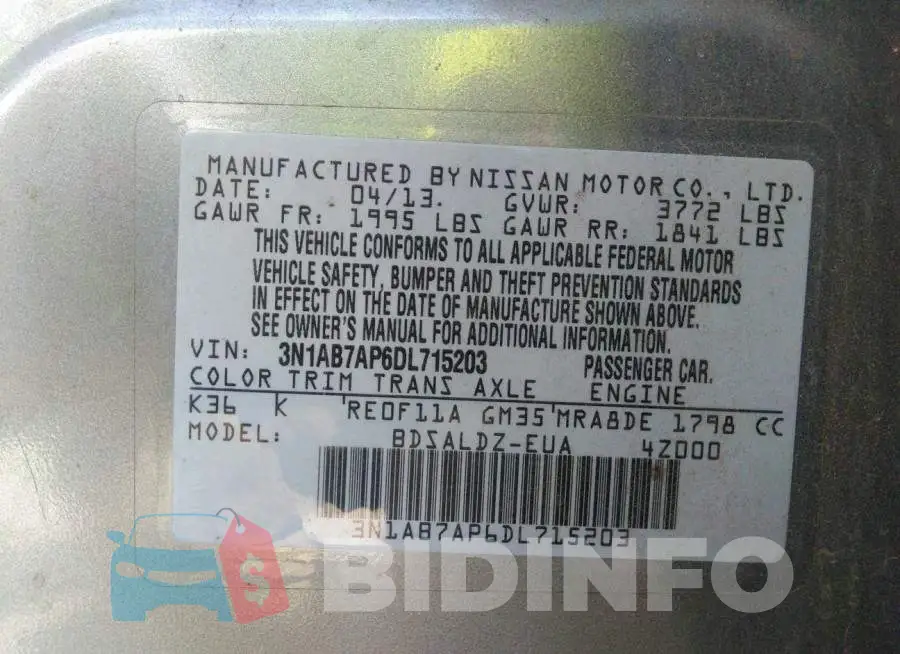 3N1AB7AP6DL715203 Photo# 9