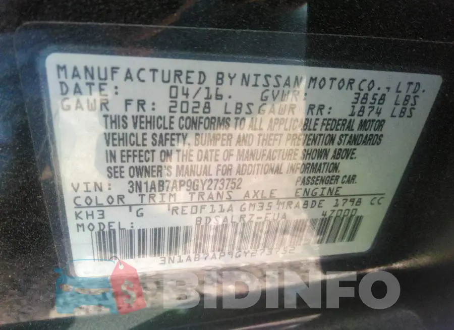 3N1AB7AP9GY273752 Photo# 9