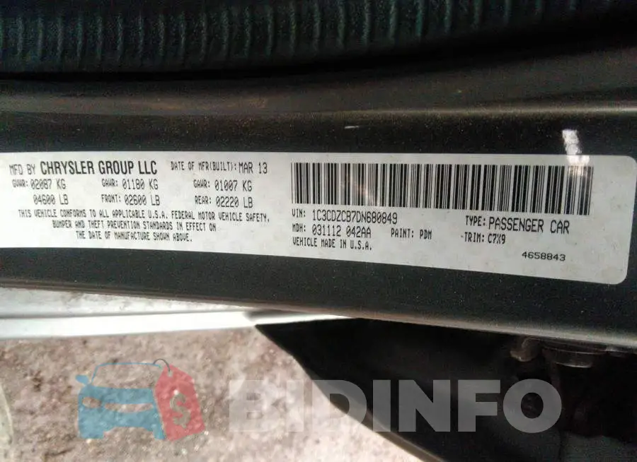 1C3CDZCB7DN680849 Photo# 9
