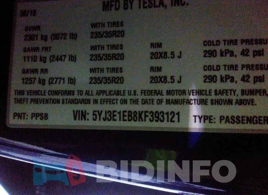 5YJ3E1EB8KF393121 Photo# 9