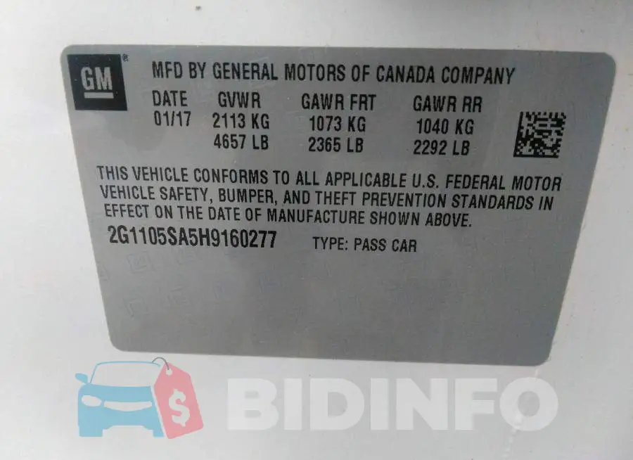 2G1105SA5H9160277 Photo# 9