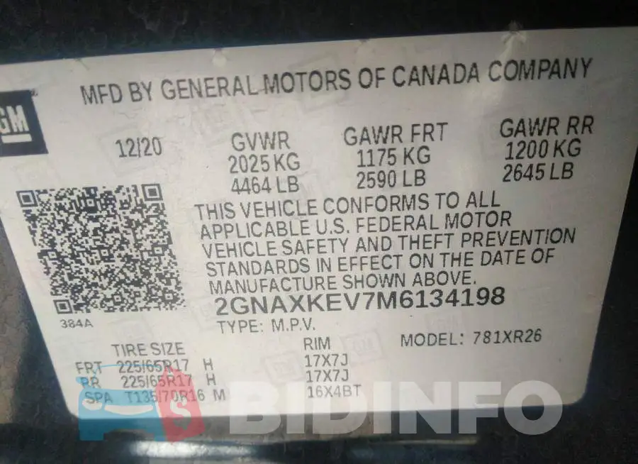 2GNAXKEV7M6134198 Photo# 9