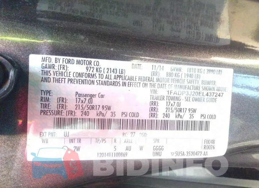 1FADP3J20EL437247 Photo# 9