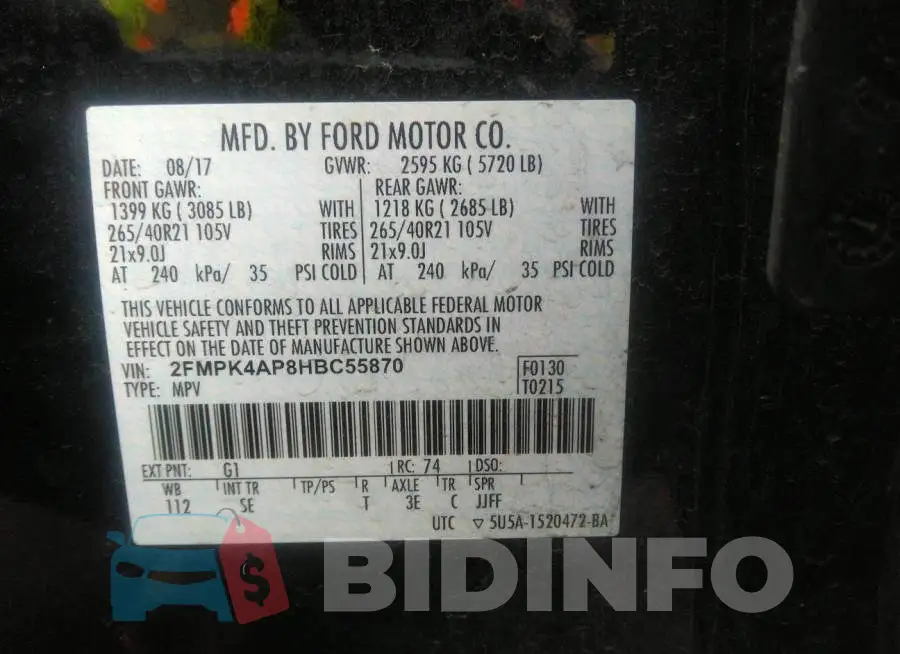 2FMPK4AP8HBC55870 Photo# 9