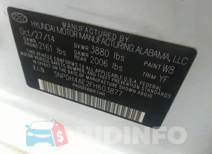 5NPDH4AE2FH603877 Photo# 9